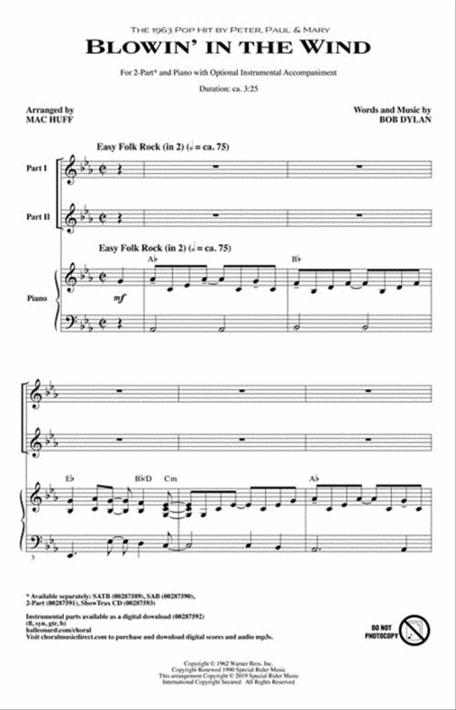 Blowin' in the Wind 2-Part scores gallery preview page 2