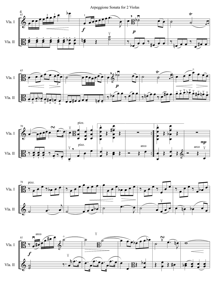 Arpeggione Sonata by Schubert (mvt 1) - for Viola Duet String Duet scores gallery preview page 4