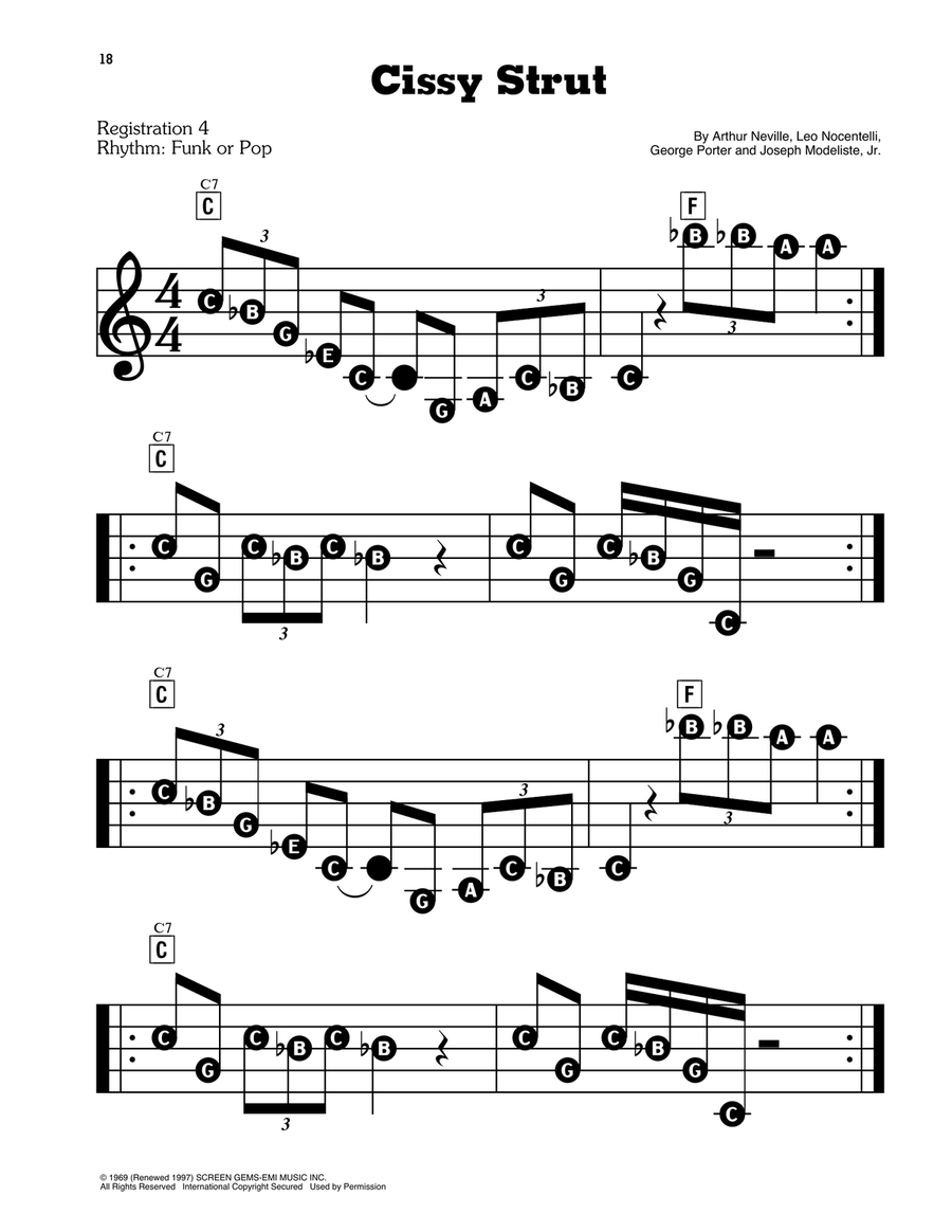 Cissy Strut Electronic Keyboard scores gallery preview page 1