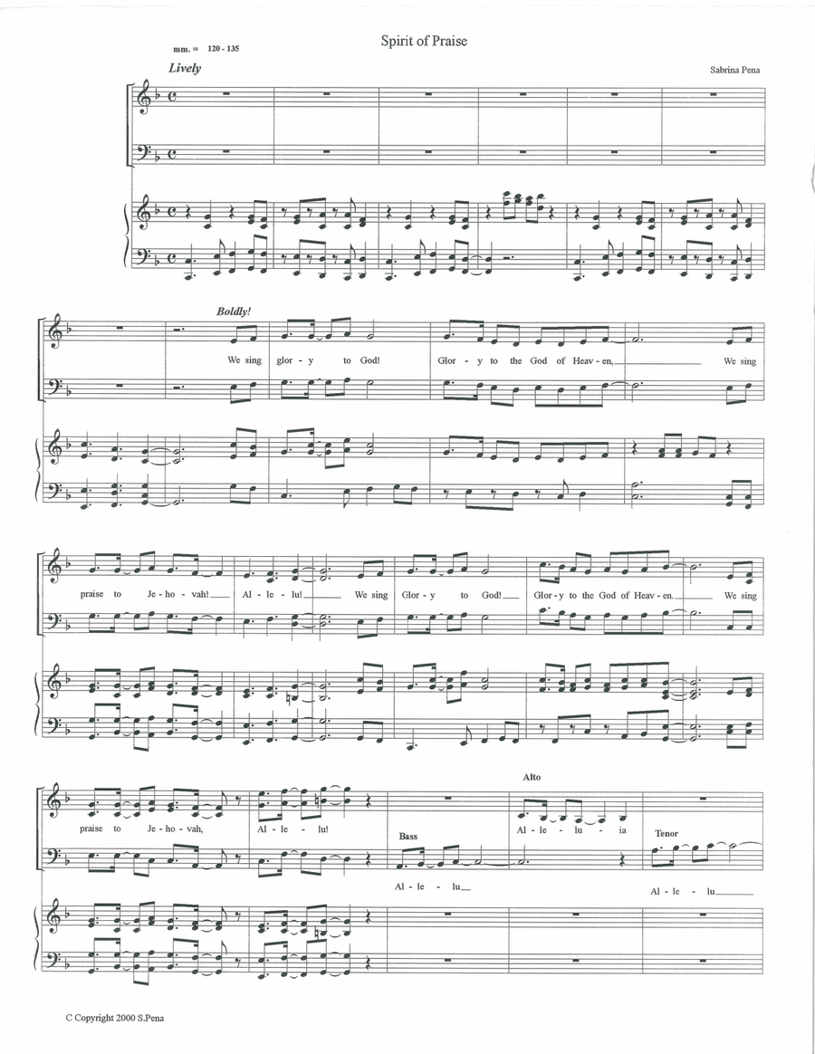 Spirit of Praise - Caribbean Inspired Worship Anthem for SATB and Piano 4-Part scores gallery preview page 1