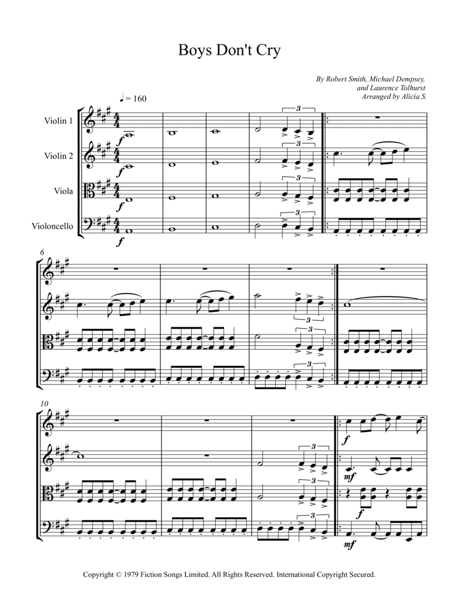 Boys Don't Cry Boys Don't Cry String Quartet scores gallery preview page 1