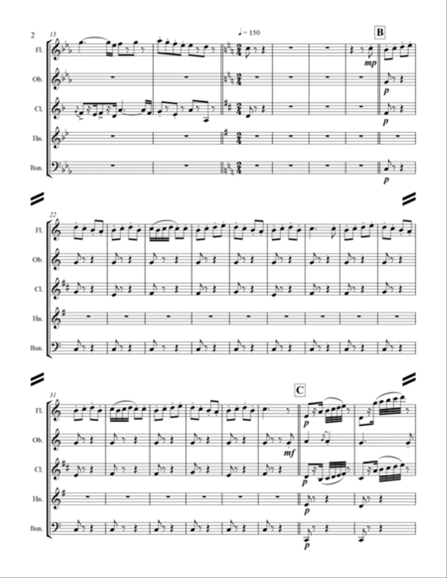 Bizet - Farandole from L'Arlesienne Suite No. II (for Woodwind Quintet) Woodwind Quintet scores gallery preview page 3
