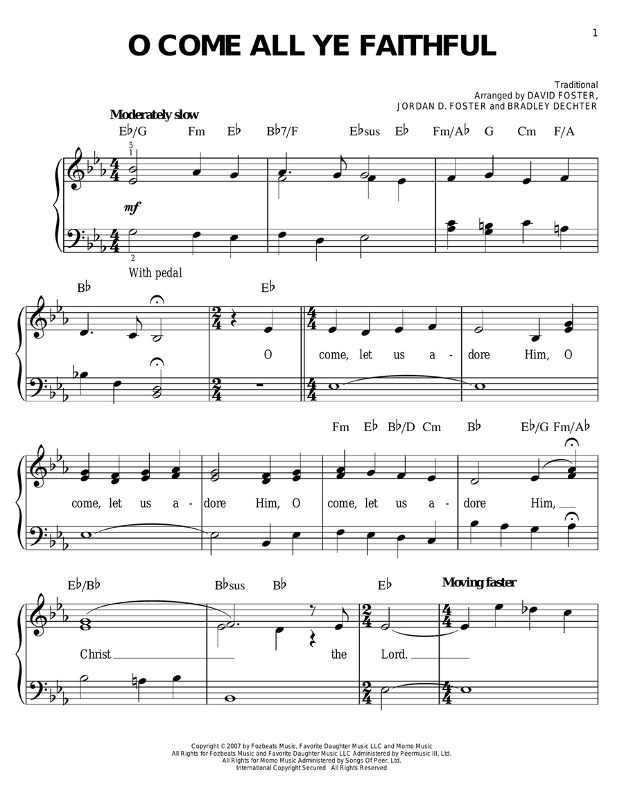 O Come All Ye Faithful O Come All Ye Faithful Easy Piano scores gallery preview page 1