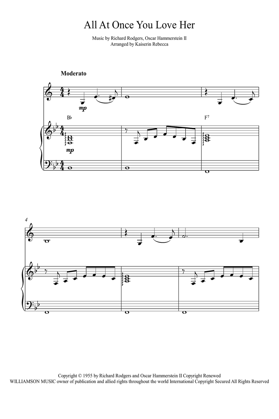 All At Once You Love Her B-Flat Clarinet scores gallery preview page 1