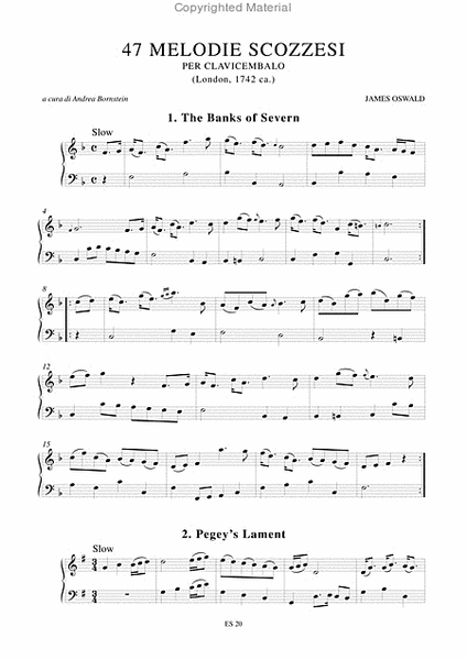47 Scottish Tunes (London c.1742) for Harpsichord