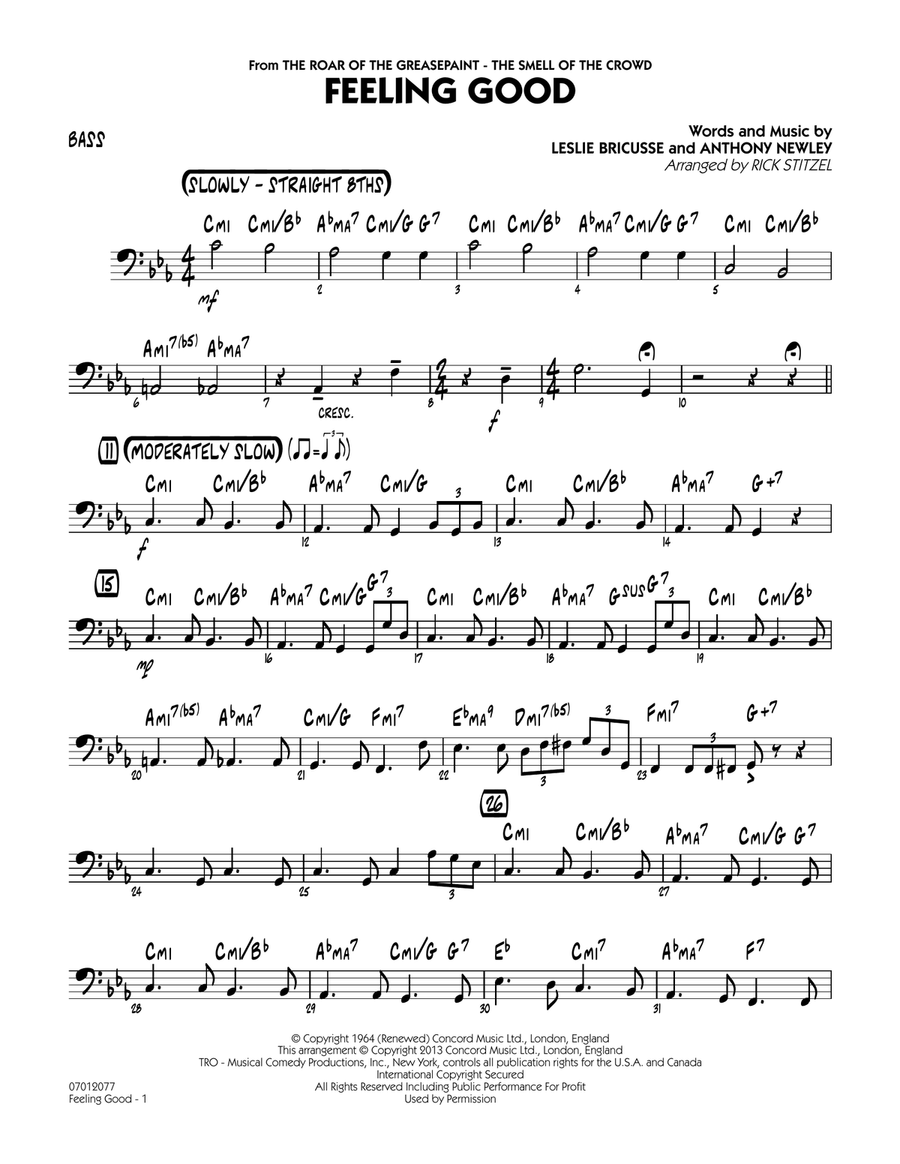 Feeling Good - Bass Jazz Ensemble scores gallery preview page 1