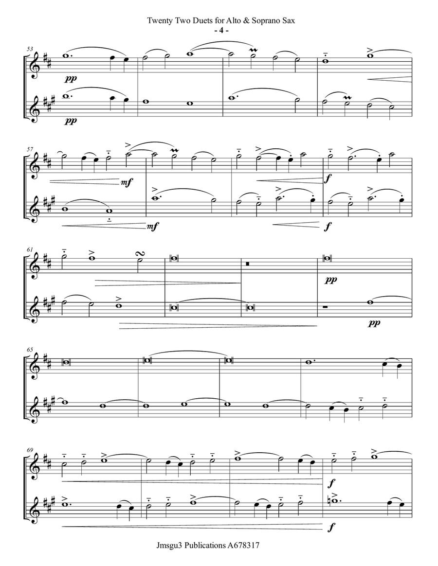Josquin: 22 Duets for Soprano & Alto Sax Woodwind Duet scores gallery preview page 4