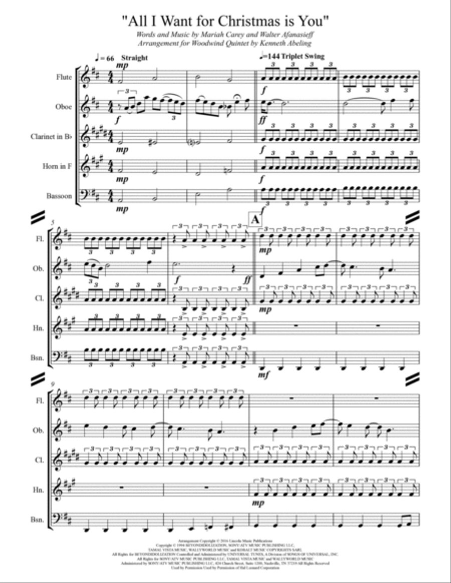 All I Want For Christmas Is You Woodwind Quintet scores gallery preview page 2
