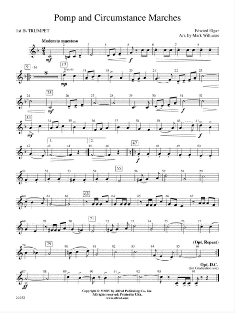 Pomp and Circumstance Marches 1st B flat Trumpet by Edward Elgar