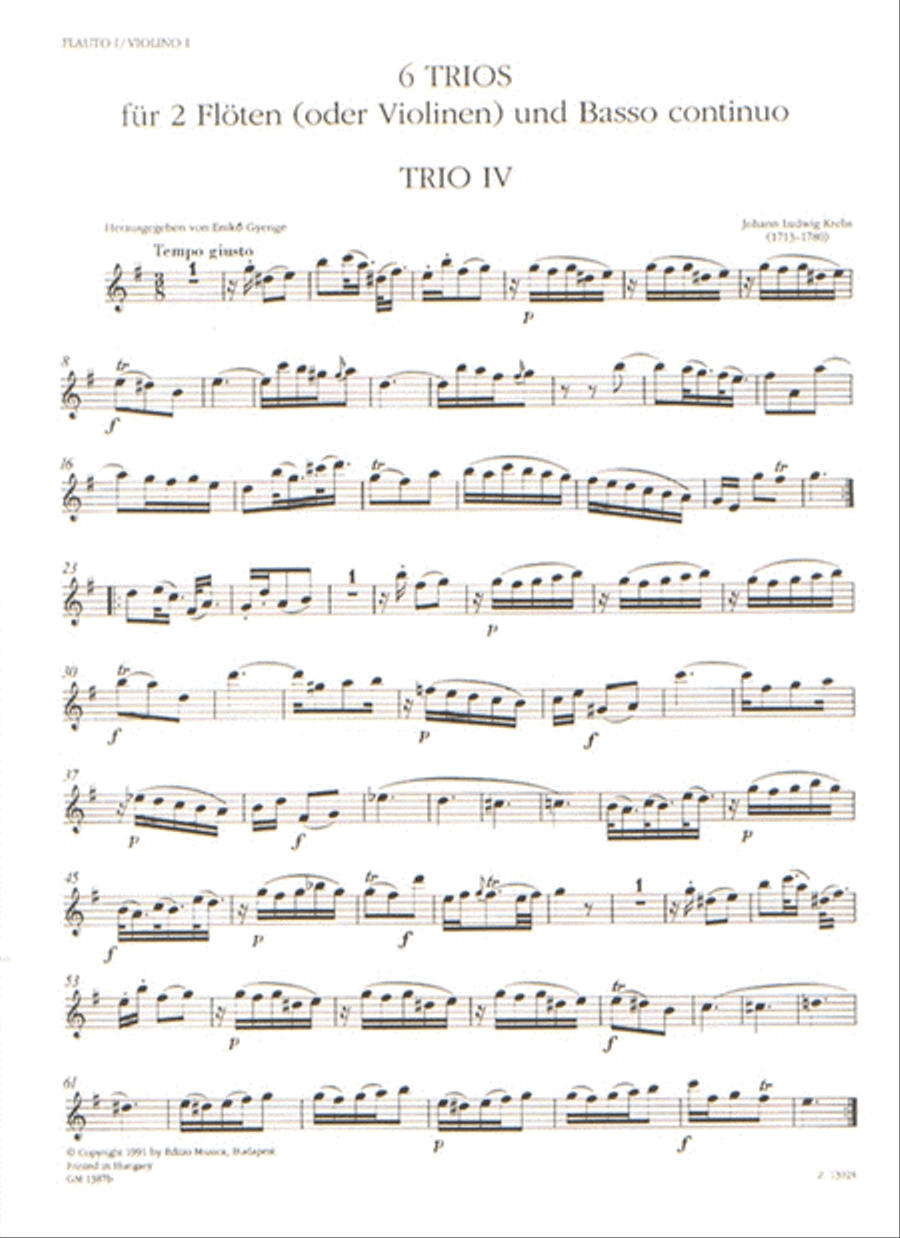 6 Trios Fur 2 Floten Und Basso Continuo 2 Flute Duet scores gallery preview page 2