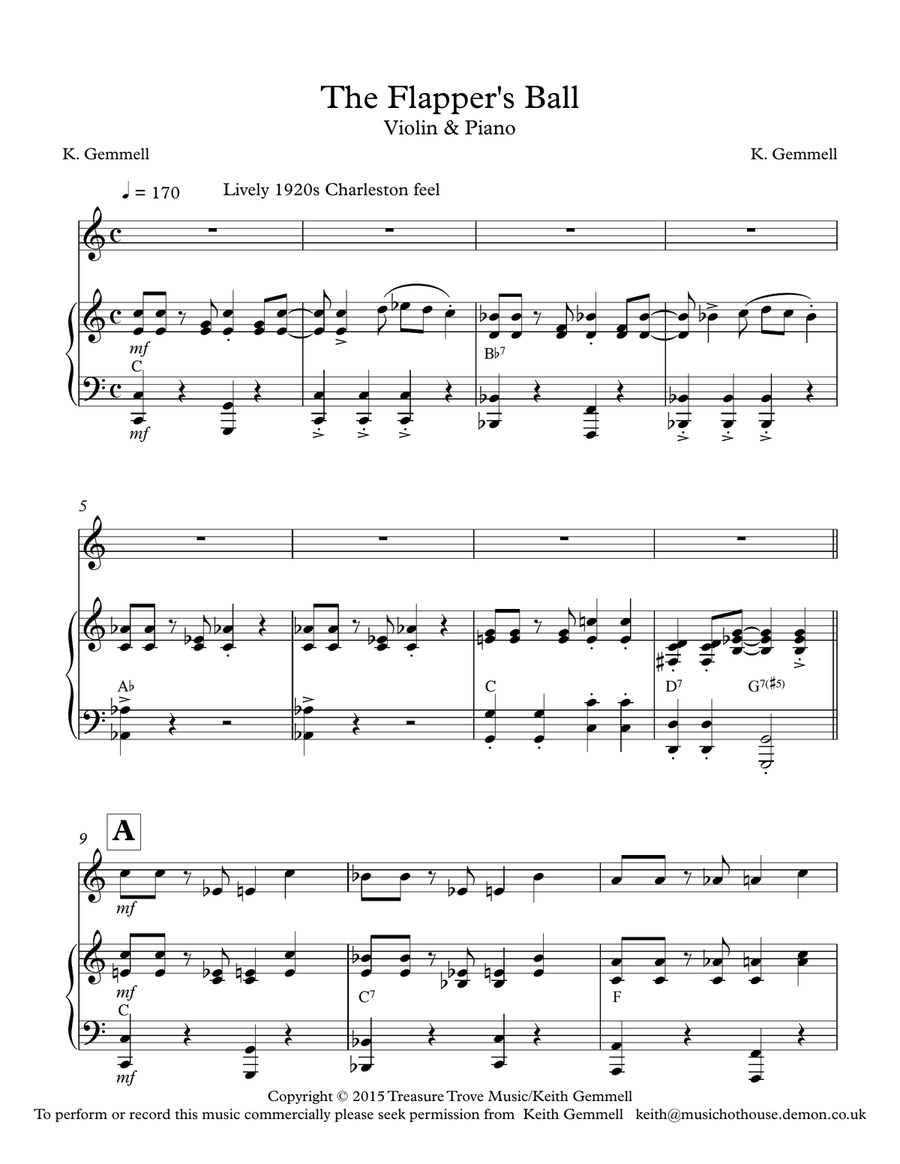 The Flapper;s Ball: Violin & Piano Violin Solo scores gallery preview page 1