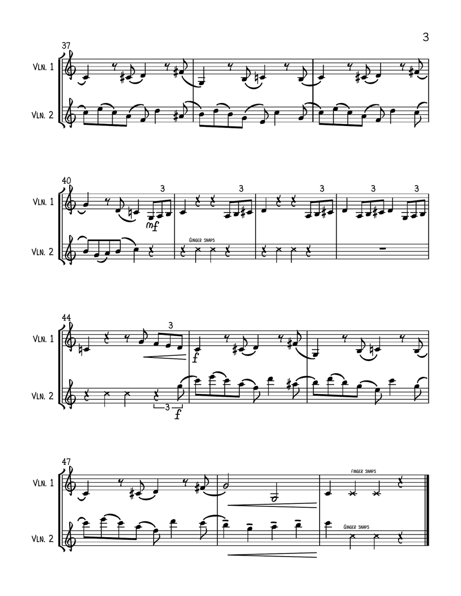Addams Family Theme String Duet scores gallery preview page 3