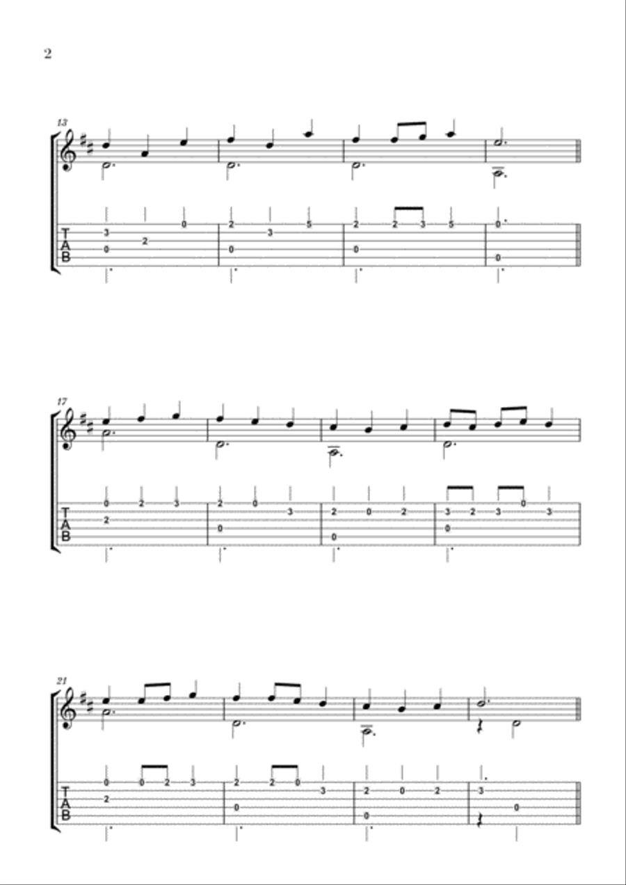 Robert de Visée - Menuet (Easy Classical Guitar with Tabs) Acoustic Guitar scores gallery preview page 2
