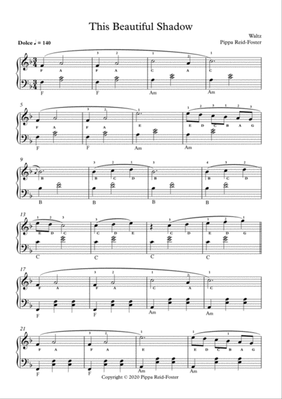 This Beautiful Shadow (intermediate harp) Harp scores gallery preview page 1