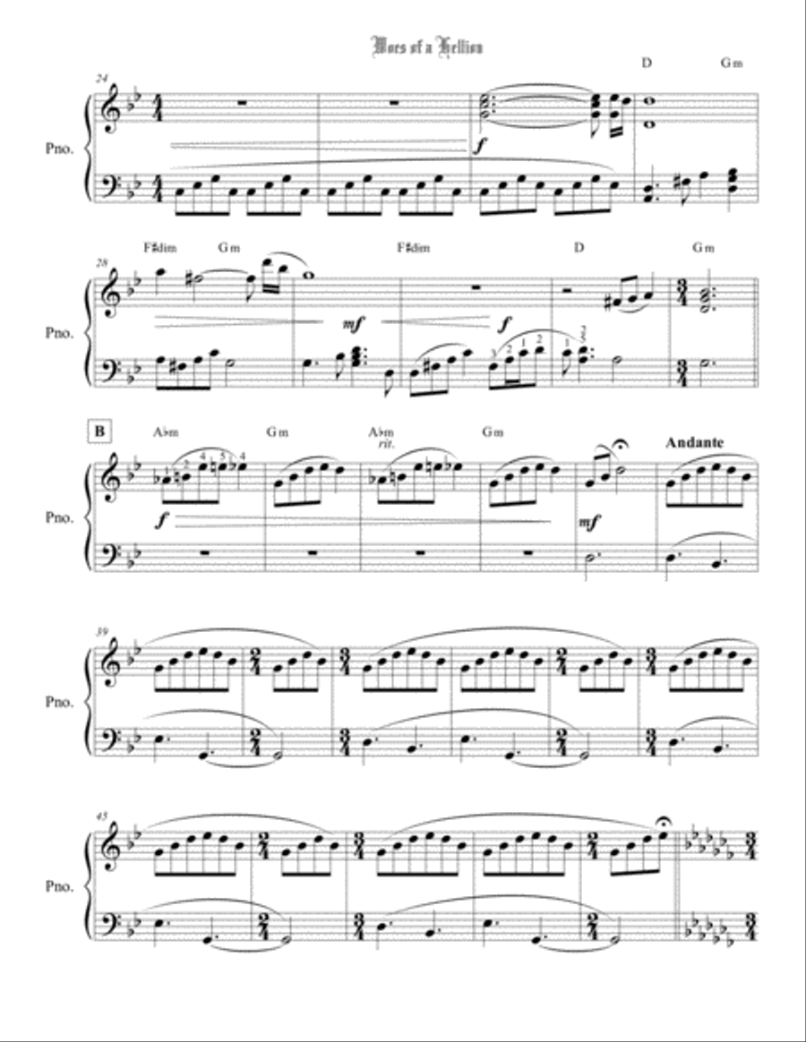 Woes of a Hellion -Solo Piano Version Piano Solo scores gallery preview page 3