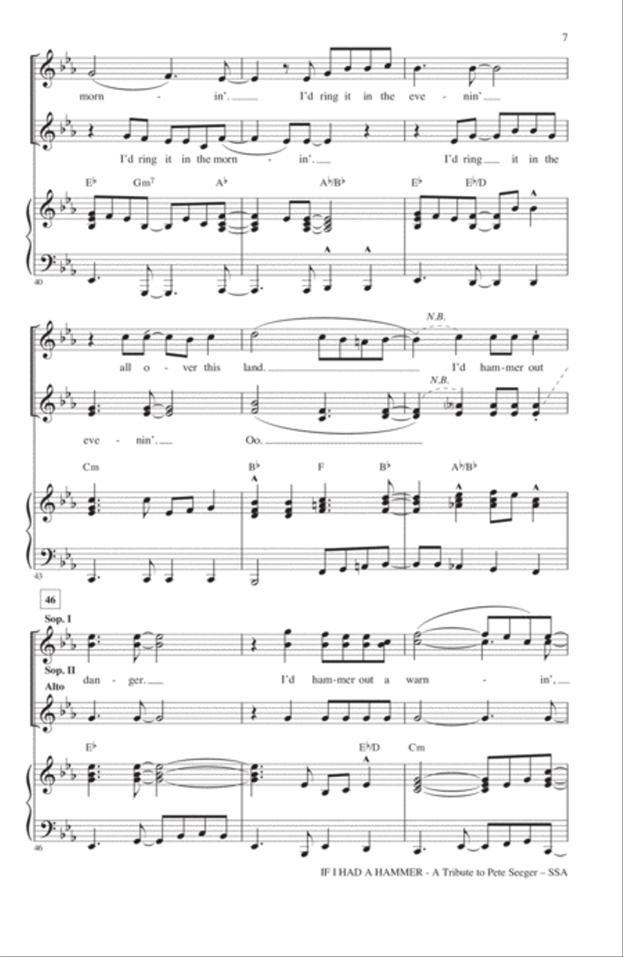 If I Had A Hammer (The Hammer Song) SSA scores gallery preview page 6