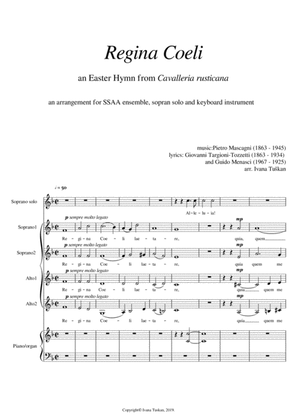 Regina Coeli (from Cavalleria rusticana) SSAA, soprano solo, piano/organ full version F major