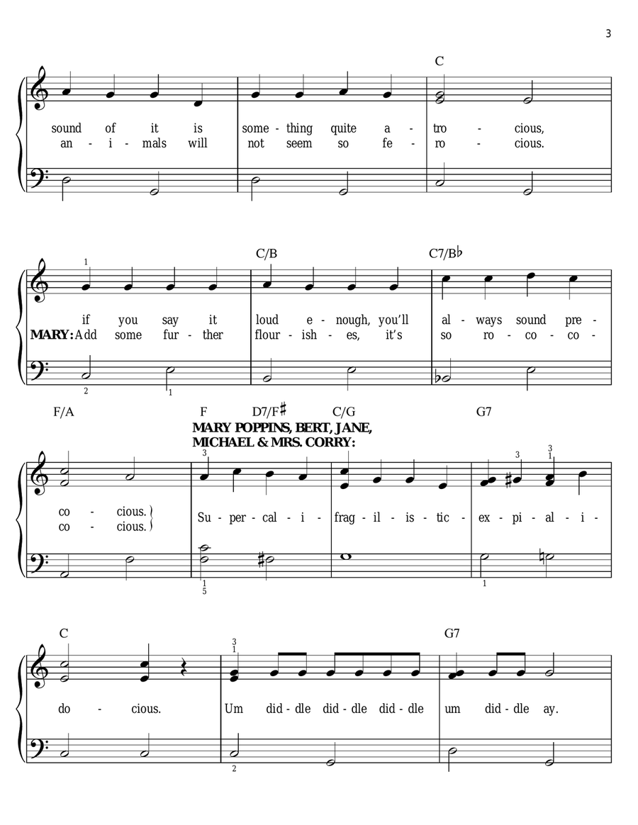 Supercalifragilisticexpialidocious (from Mary Poppins) Voice scores gallery preview page 3
