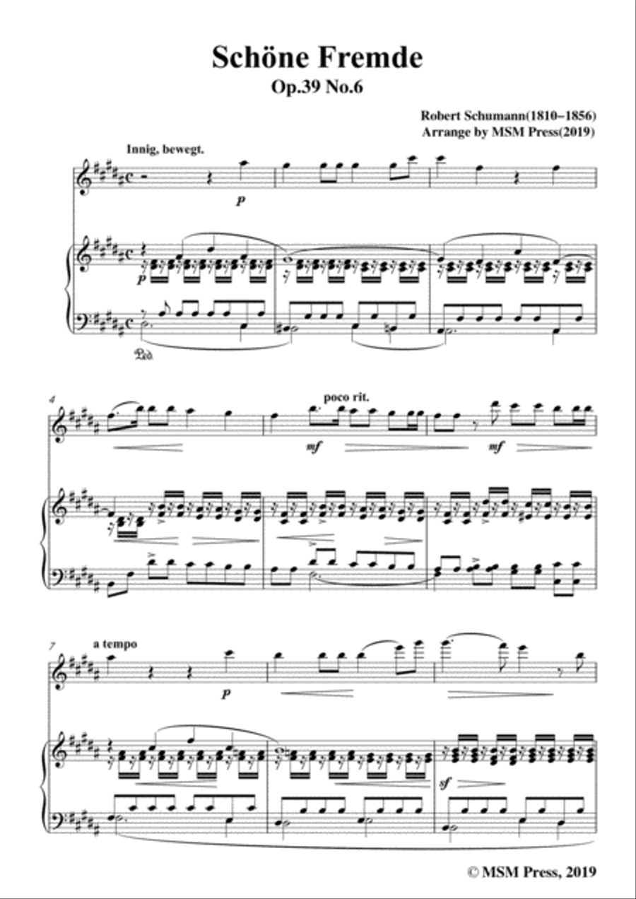 Schumann-Schöne Fremde,for Violin and Piano Violin Solo scores gallery preview page 3