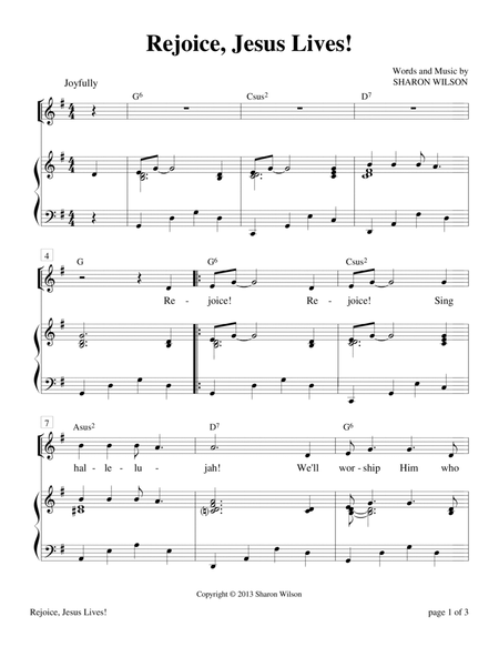 Rejoice, Jesus Lives! by Sharon Wilson Piano, Vocal, Guitar - Digital Sheet Music