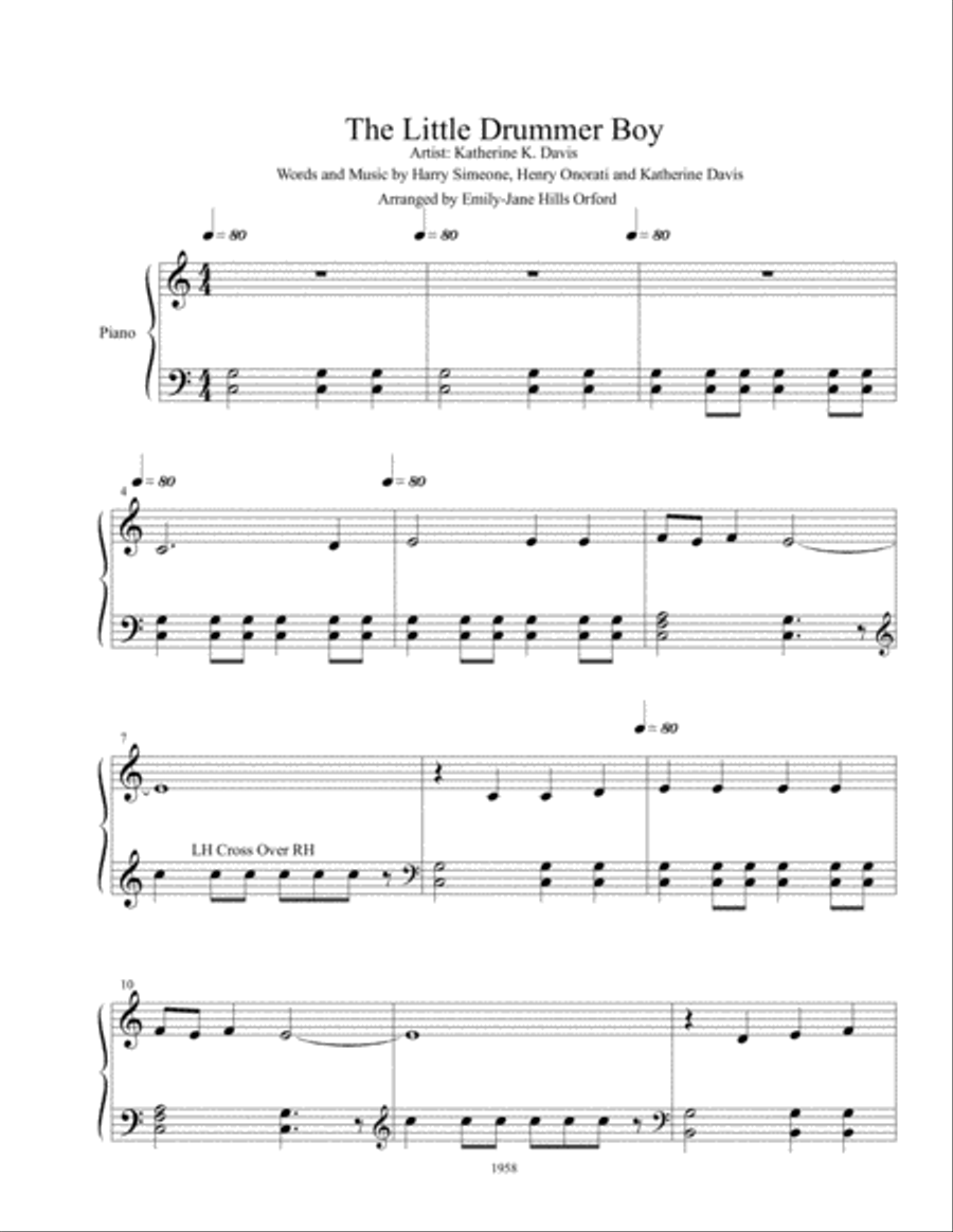 The Little Drummer Boy The Little Drummer Boy Piano Solo scores gallery preview page 1