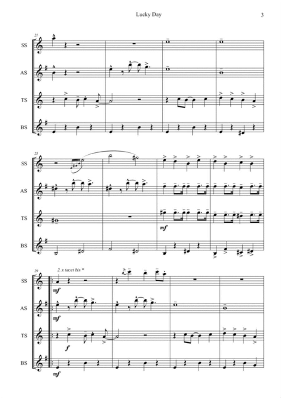 Lucky Day Woodwind Quartet scores gallery preview page 4