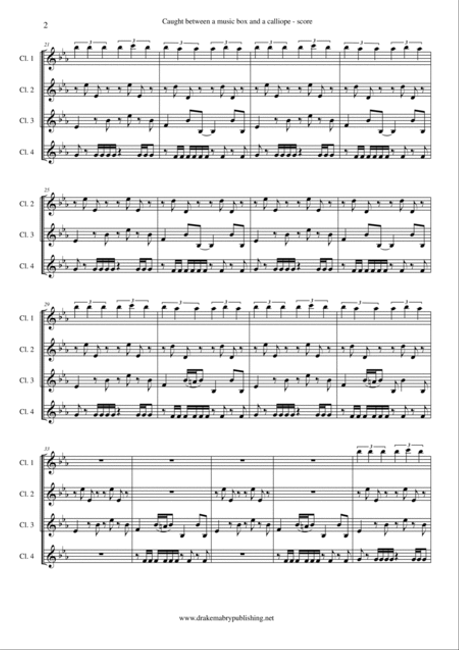 Caught between a music box and a calliope (4 Bb clarinets) Clarinet Quartet scores gallery preview page 2