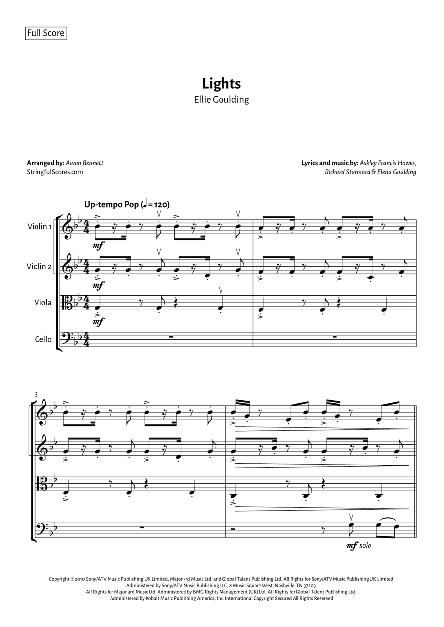 Lights String Quartet scores gallery preview page 1