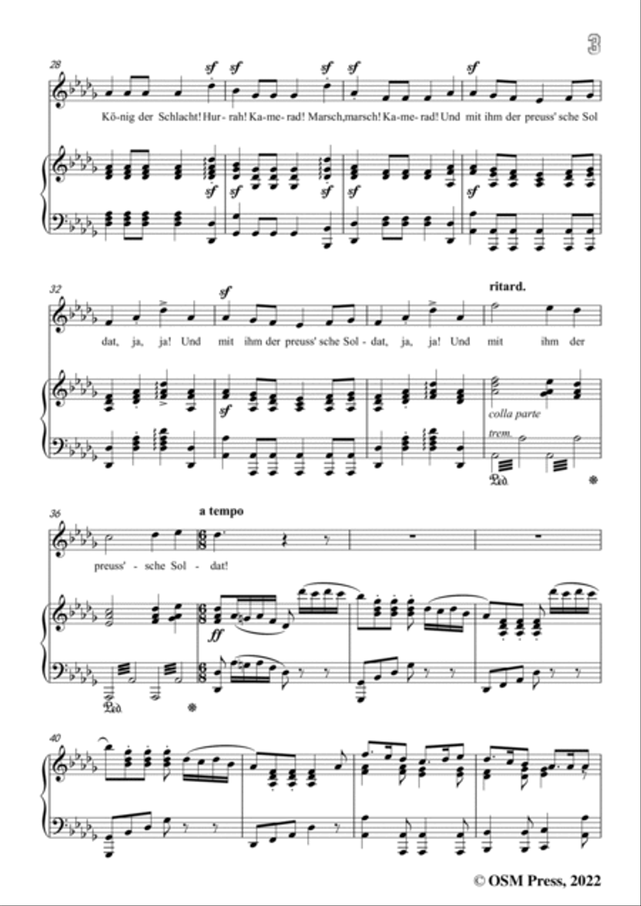 Loewe-Preussisches Hurrahlied,in D flat Major,for Voice and Piano Voice Solo scores gallery preview page 5