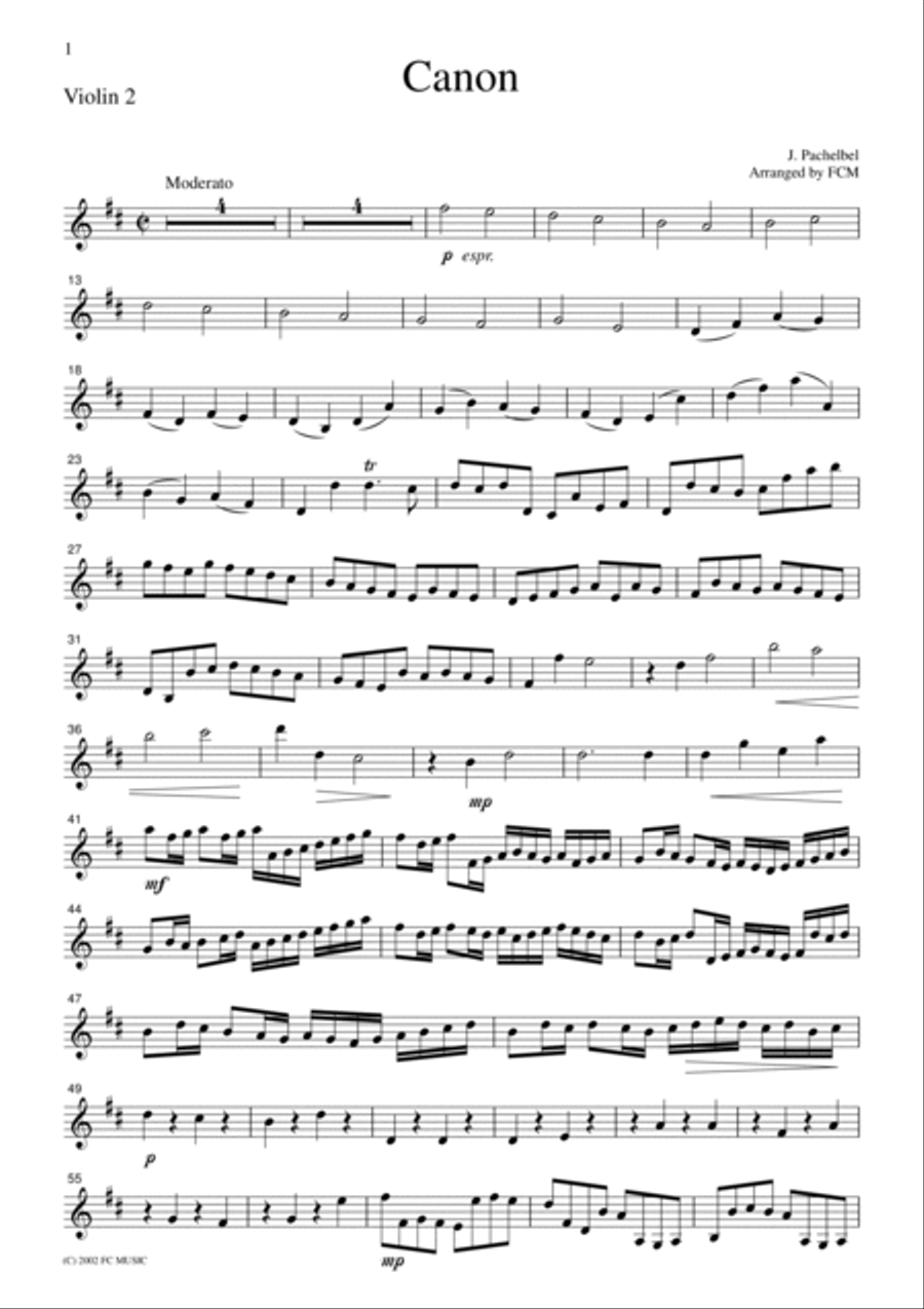 Pachelbel Canon, for string quartet, CP001 String Quartet scores gallery preview page 5