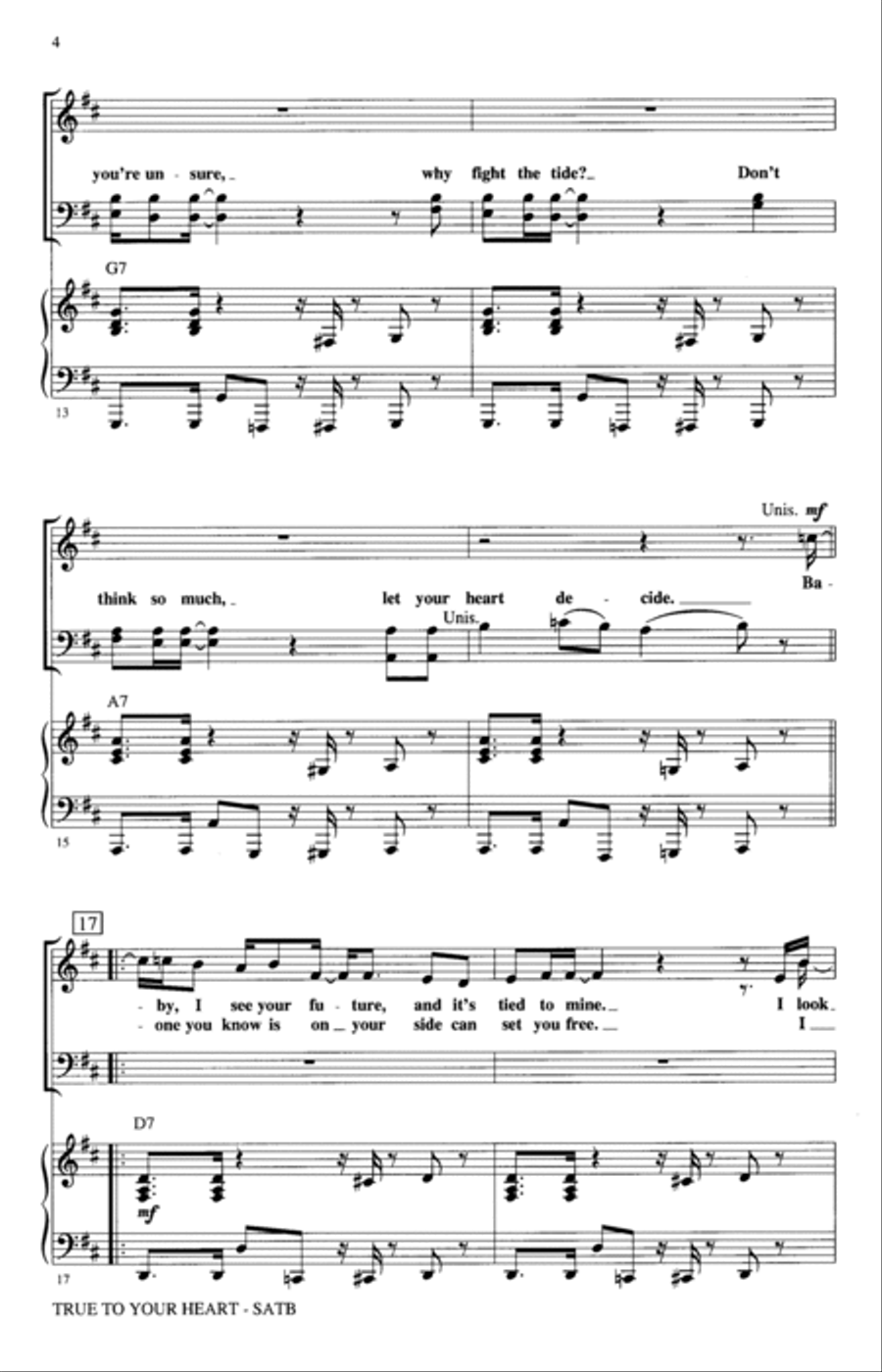 True To Your Heart (from Mulan) (arr. Ed Lojeski) 4-Part scores gallery preview page 3