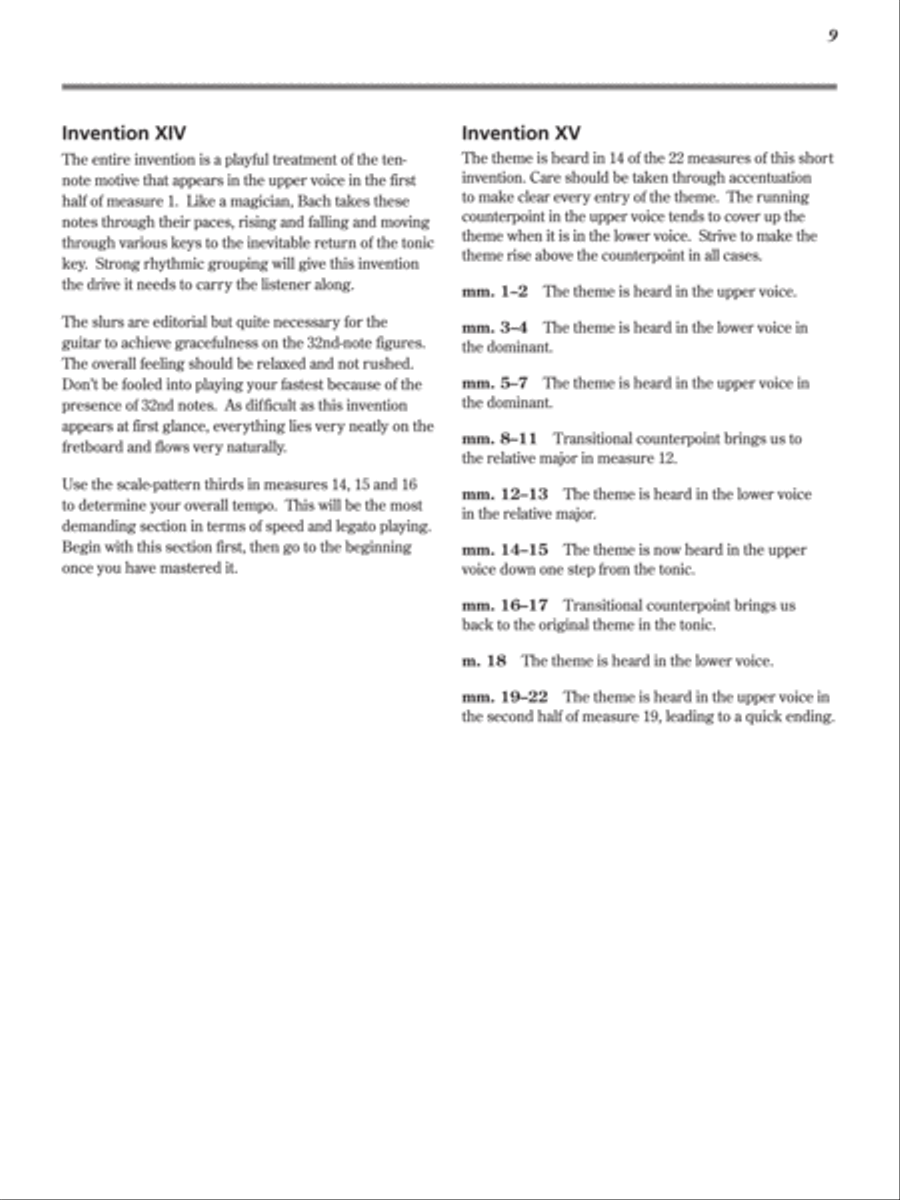 J. S. Bach -- 15 Two-Part Inventions Classical Guitar scores gallery preview page 10