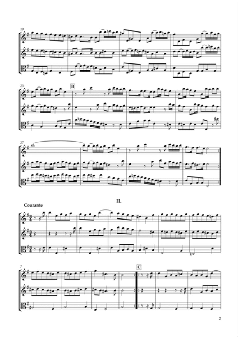 Six Sonatas No.6 for two Violins & Viola Op.7-6 String Duet scores gallery preview page 2