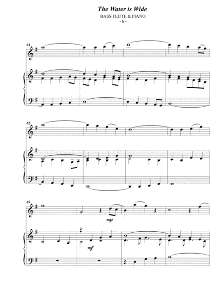 The Water is Wide for Bass Flute & Piano Flute Solo scores gallery preview page 6