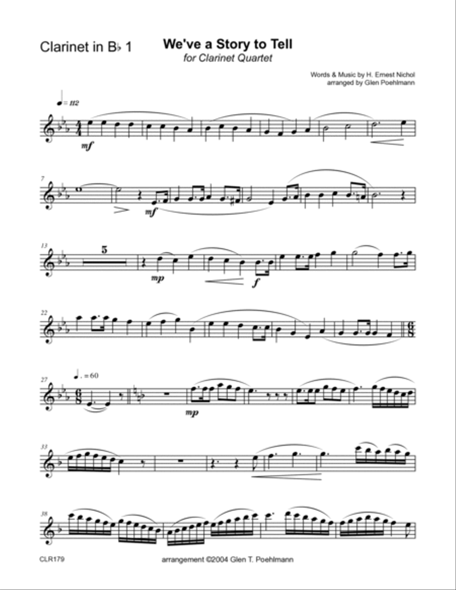 WE'VE A STORY TO TELL TO THE NATIONS - CLARINET QUARTET (unaccompanied) Clarinet Quartet scores gallery preview page 5