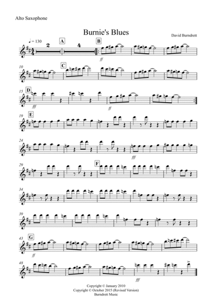 Burnie's Blues for Alto Saxophone and Piano image number null
