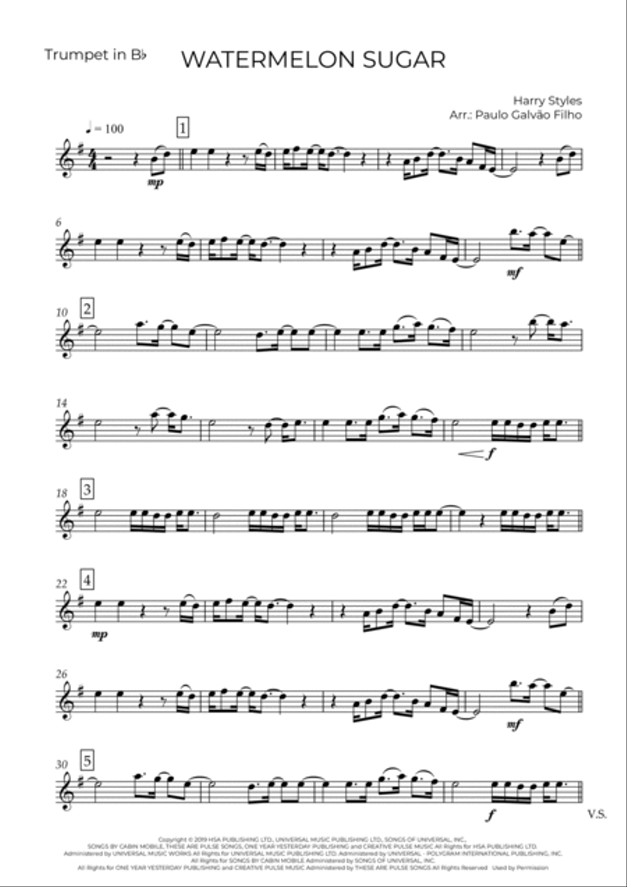 Watermelon Sugar Brass Duet scores gallery preview page 6