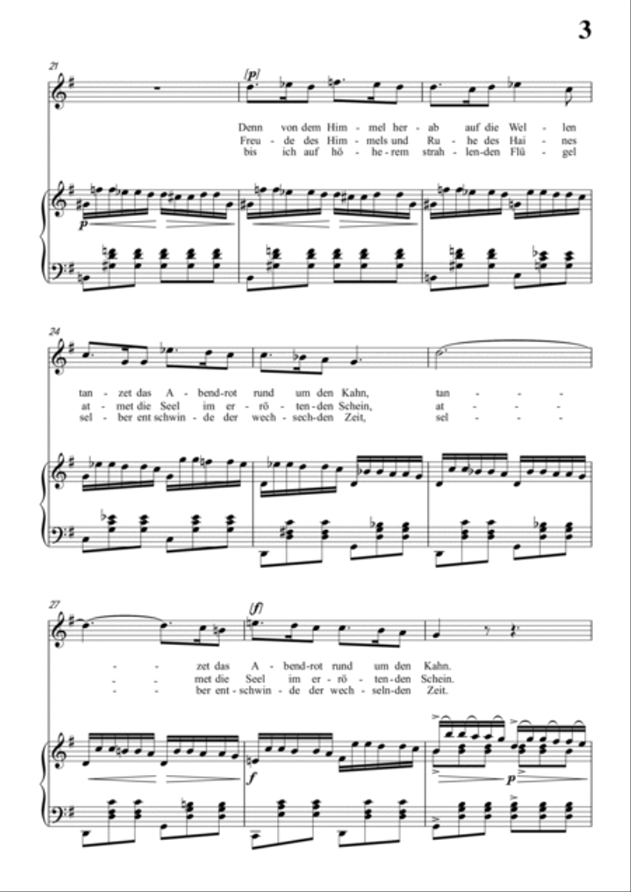Schubert-Auf dem Wasser zu singen inG for Vocal and Piano Voice scores gallery preview page 4