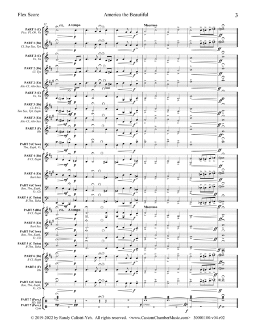 America the Beautiful (Flexible Ensemble) Small Ensemble scores gallery preview page 6