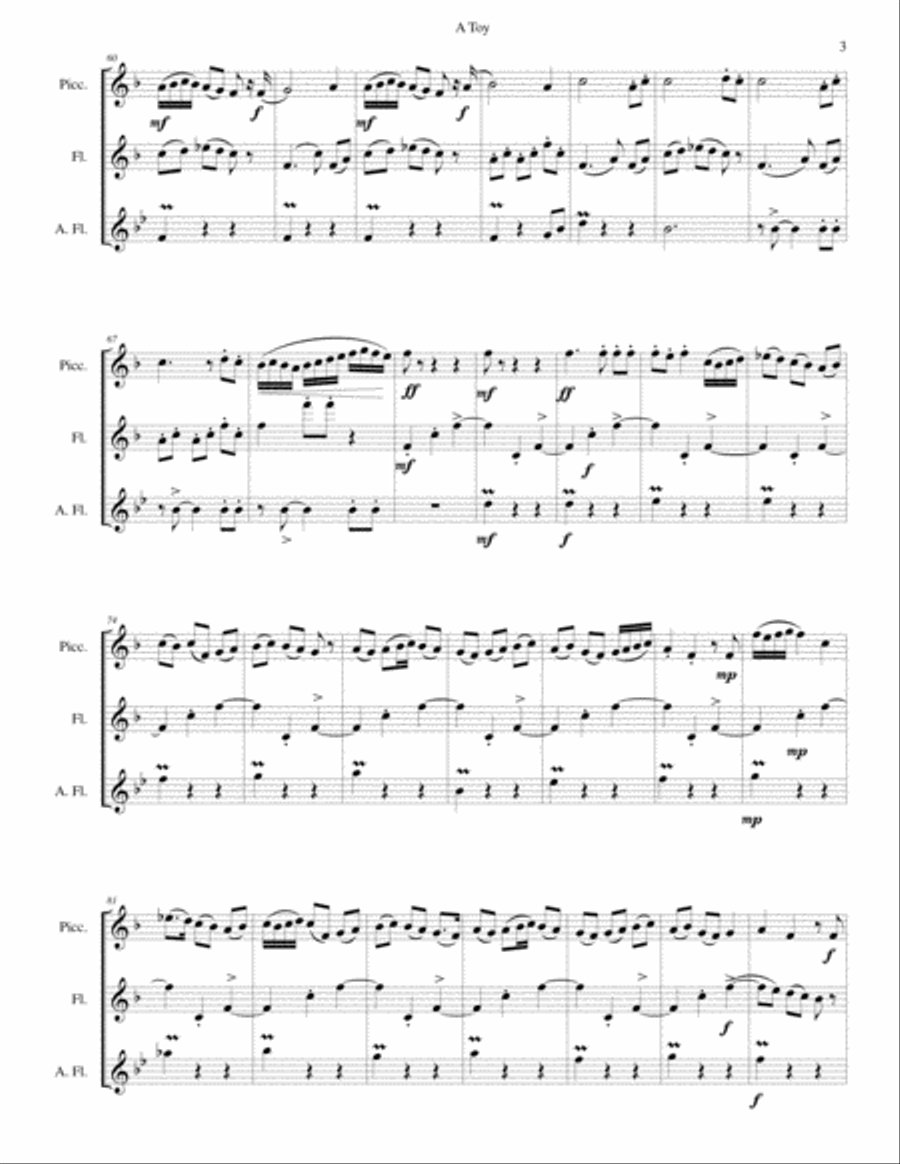 A Toy for piccolo, flute and alto flute Piccolo scores gallery preview page 3