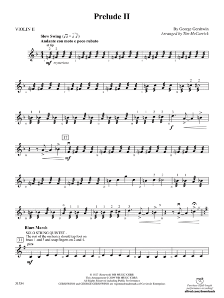 Prelude II: 2nd Violin String Orchestra scores gallery preview page 1