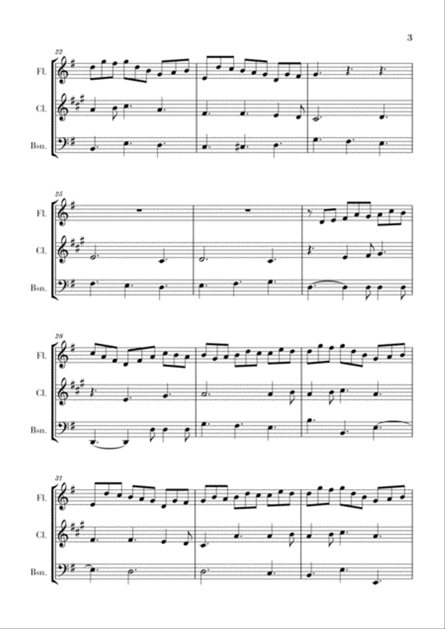 Bach - Jesus bleibet meine Freude for Flute, Clarinet and Bassoon Woodwind Trio scores gallery preview page 3