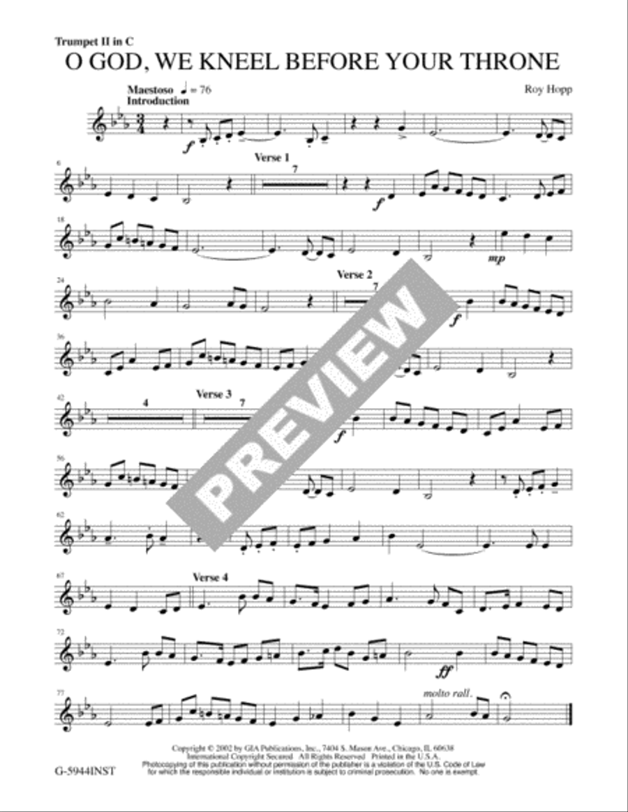 O God, We Kneel before Your Throne - Instrument edition Trombone scores gallery preview page 5