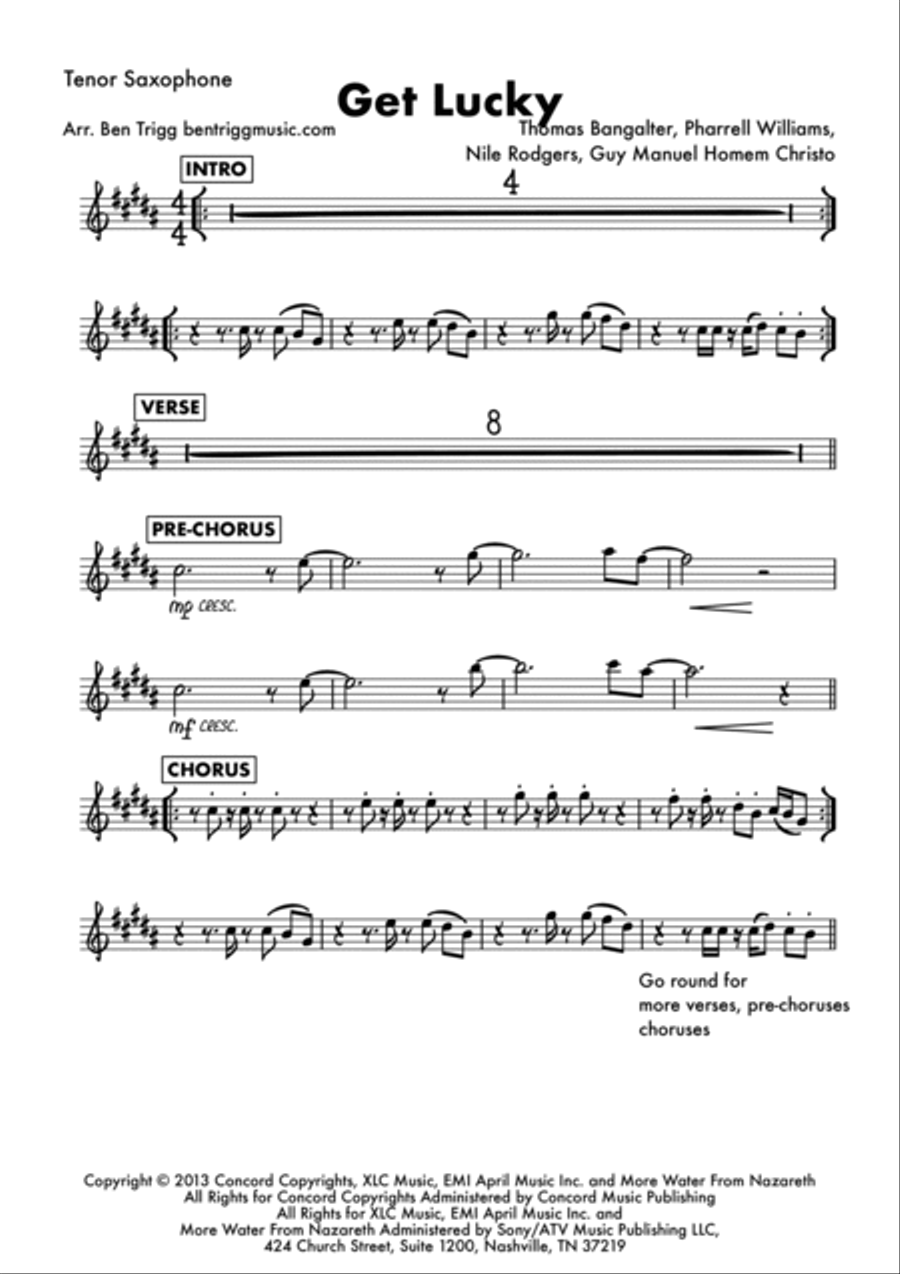 Get Lucky Tenor Saxophone scores gallery preview page 4
