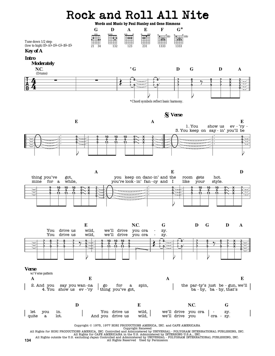 Rock And Roll All Nite Electric Guitar scores gallery preview page 1