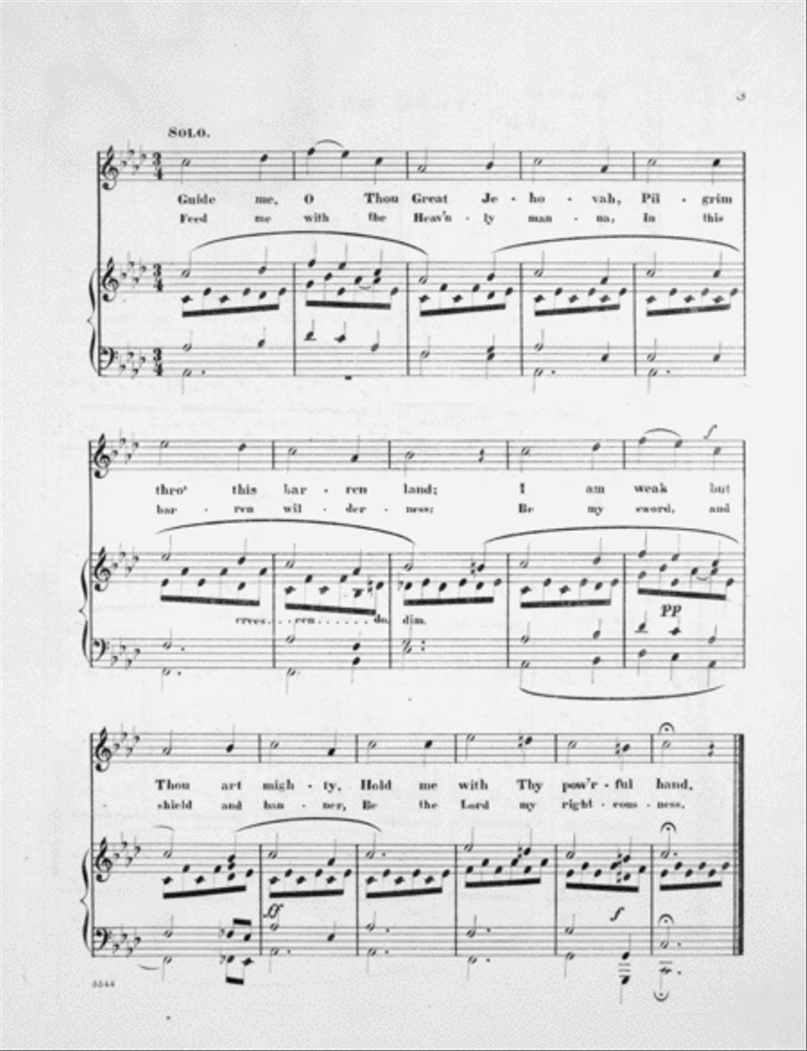 Guide me, O thou Great Jehovah. Hymn. Soprano or Tenor Solo & Quartette 4-Part scores gallery preview page 3