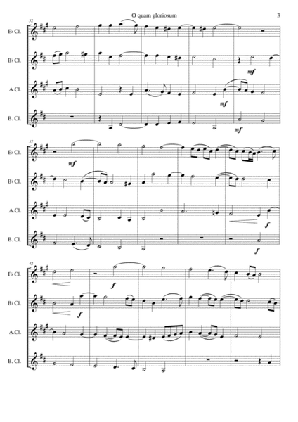O quam gloriosum (Oh how glorious) for clarinet quartet (E flat B flat Alto and Bass) image number null