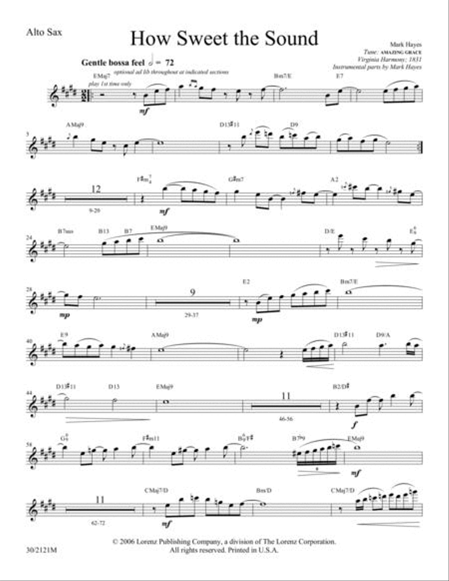 How Sweet the Sound - Sax, Rhythm and Percussion Parts Choir scores gallery preview page 2