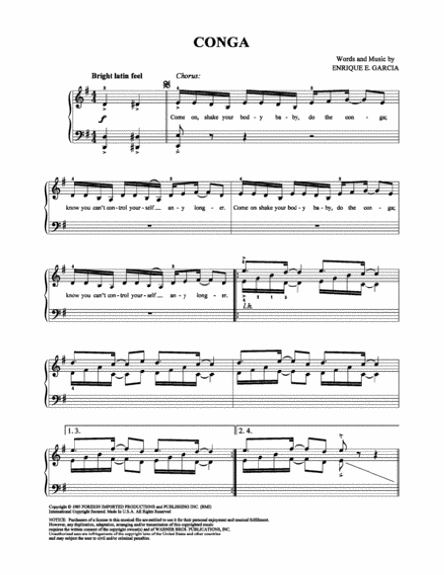 Conga Easy Piano scores gallery preview page 1