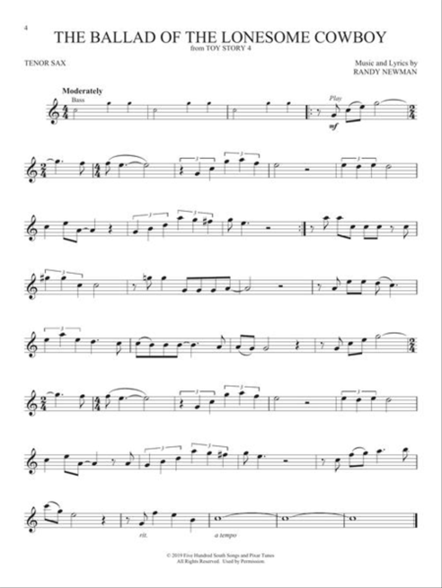 Favorite Disney Songs Tenor Saxophone scores gallery preview page 4